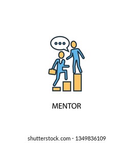 mentor concept 2 colored line icon. Simple yellow and blue element illustration. mentor concept outline symbol design