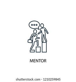 icono de línea de concepto de mentor. Ilustración de elemento simple. diseño de símbolos de esquema de concepto de mentor. Se puede utilizar para la interfaz de usuario/UX web y móvil