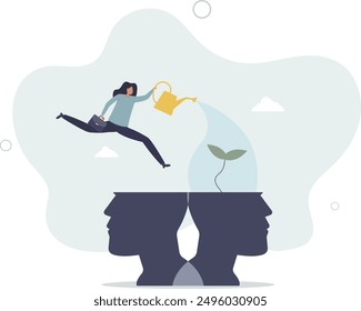Mentorenhilfe für persönliche Entwicklung und Kompetenzwachstum.Inspiration und Motivationsmanagement von Tutor oder Lebenslehrer.flaches Design.Illustration mit Menschen.