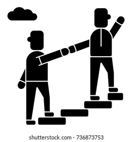 mentor - helping - mentoring - achieving goal icon, vector illustration, black sign on isolated background