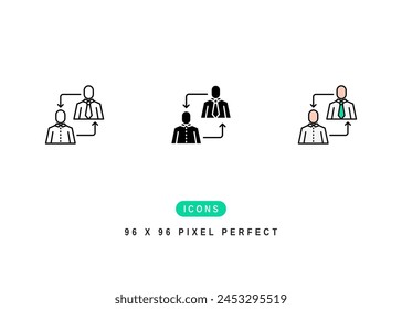 Mentor Icon. Coach Employee Mentorship Pictogram Graphic Illustration. Isolated Simple Line Icon For Infographic, App and Web Button.
