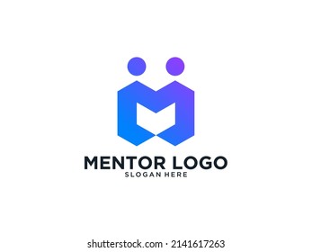 mentores de personas con diseño de logotipo M con letra monográfica