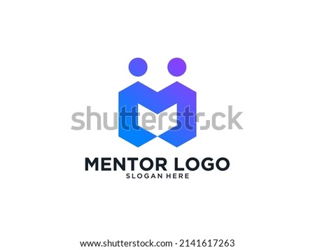 mentor people with monogram letter M logo design