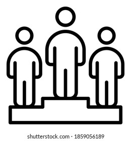 Icono del podio del mentor. Símbolo de esquema icono vector de podio para diseño web aislado en fondo blanco