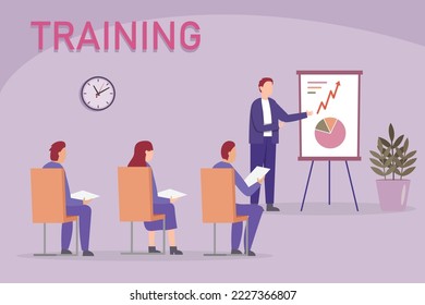 Mentor presenting charts and reports 2d vector illustration concept for banner, website, illustration, landing page, flyer, etc