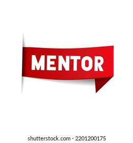Mentor, ribbon banner, vector design on white background. Business concept.