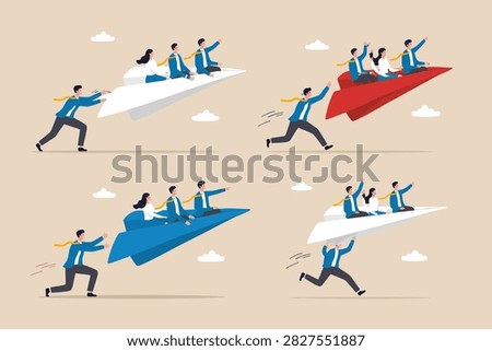 Mentor or support employee to success, manager to help or advice staff to reach goal, work coaching or adviser expert concept, businessman manager launchin VECTOR