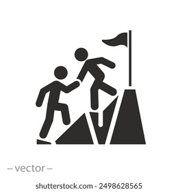 mentor support icon, business mentoring concept, help in achieving the goal, flat vector illustration