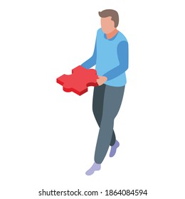 Mentor take puzzle icon. Isometric of mentor take puzzle vector icon for web design isolated on white background