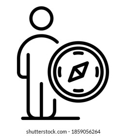 Icono de la enseñanza del mentor. Mentor de contorno enseña icono de vector de navegación para el diseño web aislado en fondo blanco