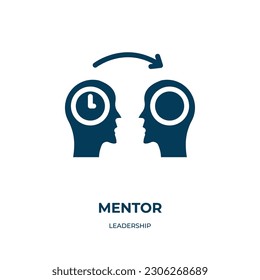 Mentor-Vektorsymbol. Mentor, Business, Support gefüllt Symbole aus flachen Führungskonzepten. Einzeln schwarzes Symbol, Vektorgrafik-Symbol-Element für Webdesign und mobile Apps