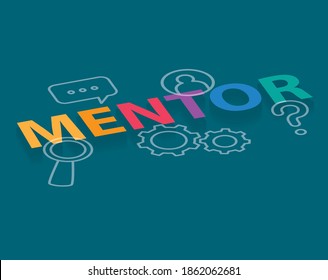 mentor word concept - vector illustration