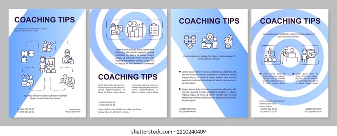 Mentoring advices blue gradient brochure template. Empathic approach. Leaflet design with linear icons. 4 vector layouts for presentation, annual reports. Arial, Myriad Pro-Regular fonts used