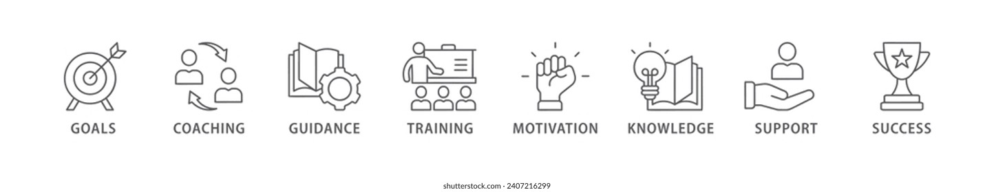 Mentoring banner web icon vector illustration concept with icon of goals, coaching, guidance, training, motivation, knowledge, support, and success