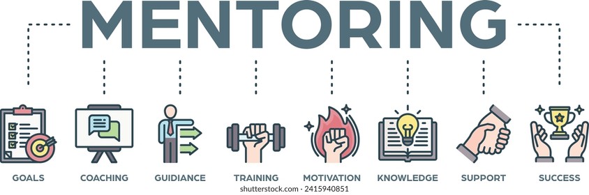 Mentoring banner web icon vector illustration concept