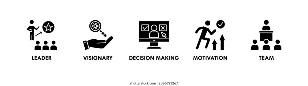 Mentoring banner web icon vector illustration concept with icon of leader, visionary, decision making, motivation, and team