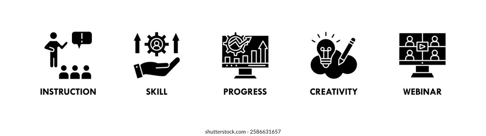 Mentoring banner web icon vector illustration concept with icon of instruction, skill, progress, creativity, and webinar