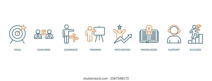 Mentoring banner web icon vector illustration concept with icon of goals, coaching, guidance, training, motivation, knowledge, support, and success