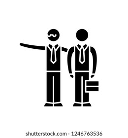 Mentoring black icon, vector sign on isolated background. Mentoring concept symbol, illustration 