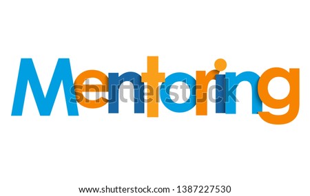MENTORING blue and orange vector typography banner