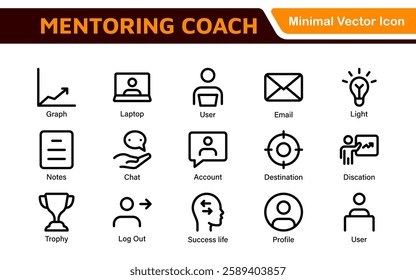 Mentoring and Coaching Icons Collection. Vector-Based Icons for Mentorship, Leadership, Learning, Support, and Growth