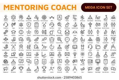 Mentoring and Coaching Icons Collection. Vector-Based Icons for Mentorship, Leadership, Learning, Support, and Growth