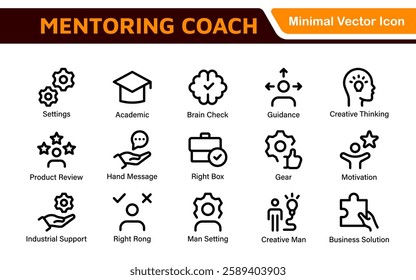 Mentoring and Coaching Icons Collection. Vector-Based Icons for Mentorship, Leadership, Learning, Support, and Growth