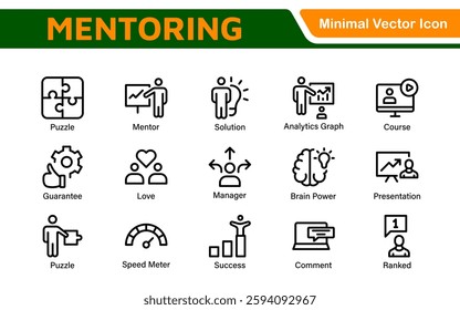 Mentoring and Coaching Icons Collection. Vector-Based Icons for Mentorship, Leadership, Learning, Support, and Growth