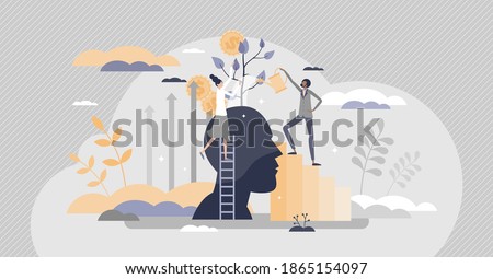 Mentoring and coaching as personal potential progress tiny person concept. Business guide and financial development with education and wisdom training from professional mentor help vector illustration