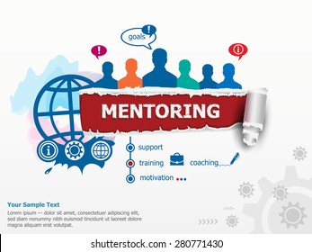 Mentoring concepn and group of people. Set of flat design illustration concepts for business, consulting, finance, management, career, human resources.  