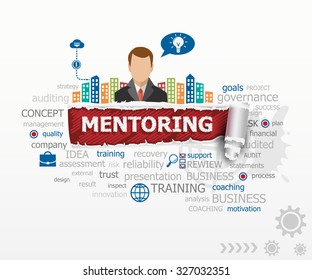 Mentoring concept and business man. Mentoring design illustration concepts for business, consulting, finance, management, career.