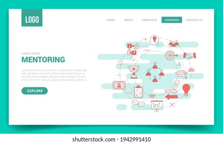 mentoring concept with circle icon for website template or landing page banner homepage outline style