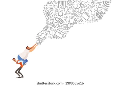 Mentoring concept. Coaching Banner. Teamwork and Training. Corporate Education. Inspirational Courses. Vector illustration