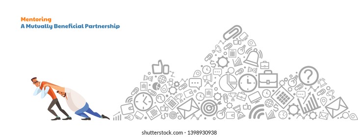 Mentoring concept. Coaching Banner. Teamwork and Training. Corporate Education. Inspirational Courses. Company Workshop. Vector illustration