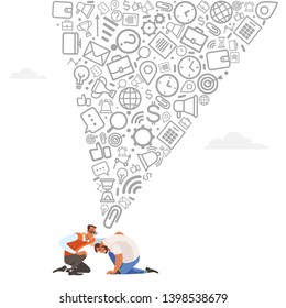 Mentoring concept. Giving advice for career success. Guidance in business. Support and motivation. Isolated flat vector illustration