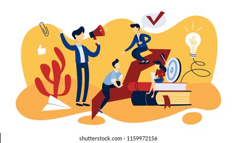 Mentoring concept. Idea of leadership and teamwork. Support and giving advice to employee. Isolated flat vector illustration