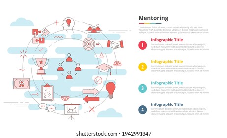 mentoring concept for infographic template banner with four point list information