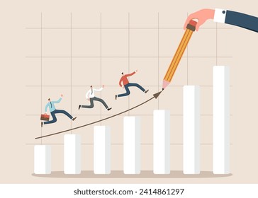 Mentoring in creating a path to reach the top, helping in overcoming obstacles and receiving rewards, analyzing and planning for success or high results in business, hand drawing path to top of graph. svg