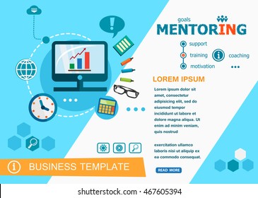 Mentoring design concepts of words learning and training. Mentoring flat design banners for website and mobile website, easy to use and highly customizable.