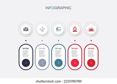 Orientación, dirección, entrenamiento, soporte, motivación iconos Infog