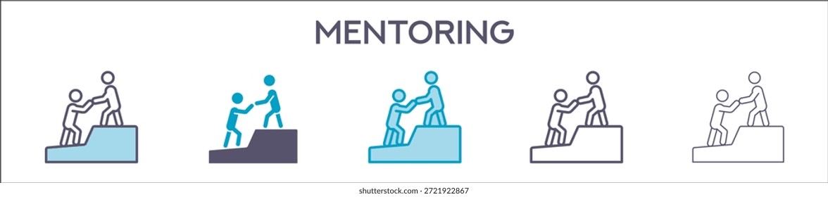 Mentoring Element For Design Graphic - Multi Styles. Vector Illustration Of Two Colored And Black. Multiple Icons Designs Can Be Used For Mobile, Ui, Web