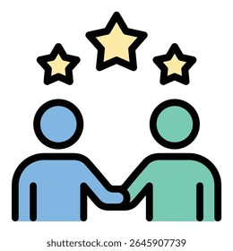 Ilustração de estilo de linha plana de ícone de experiência de mentoreamento representando o compartilhamento de conhecimento e o desenvolvimento de habilidades, adequado para treinamento, e projetos de crescimento profissional