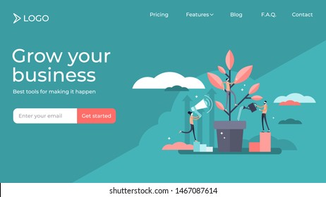 Mentoring flat tiny persons vector illustration landing page template design. Employee development coach and inspiring leader knowledge inspiration. Personal or career goal achievement advice.