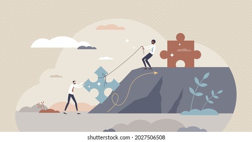 Mentoring growth and leader support with motivation tiny person concept. Business and career strategy and performance efficiency help with advice from mentor vector illustration. Job process guide.