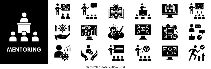 Mentoring icon collection set. Containing design mentor, business, support, teamwork, employee