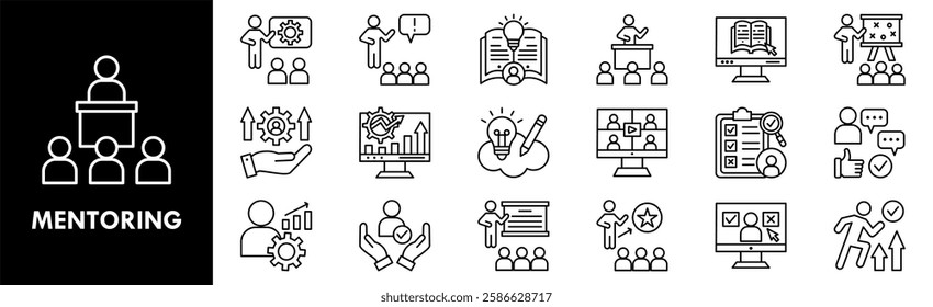 Mentoring icon collection set. Containing design mentor, business, support, teamwork, employee