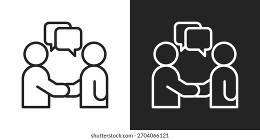 Icono De Mentoría En Versión De Línea Sobre Fondo Blanco Y Negro