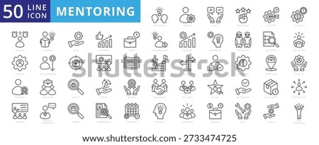 mentoring icon outline pack contains intensive, potential, collegue, qualified, less experience, successful, adolescent, workplace, guidance, literature, upskill, expertise, self esteem, growth