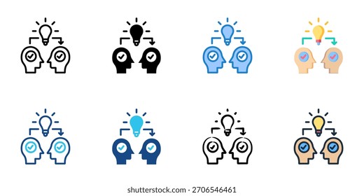 Conjunto de iconos de mentoría Ilustración vectorial de colección de estilo múltiple 
