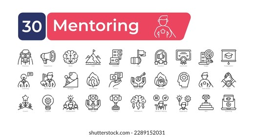 Mentoring icons Pack. Thin line icons set. clean and simple vector icons